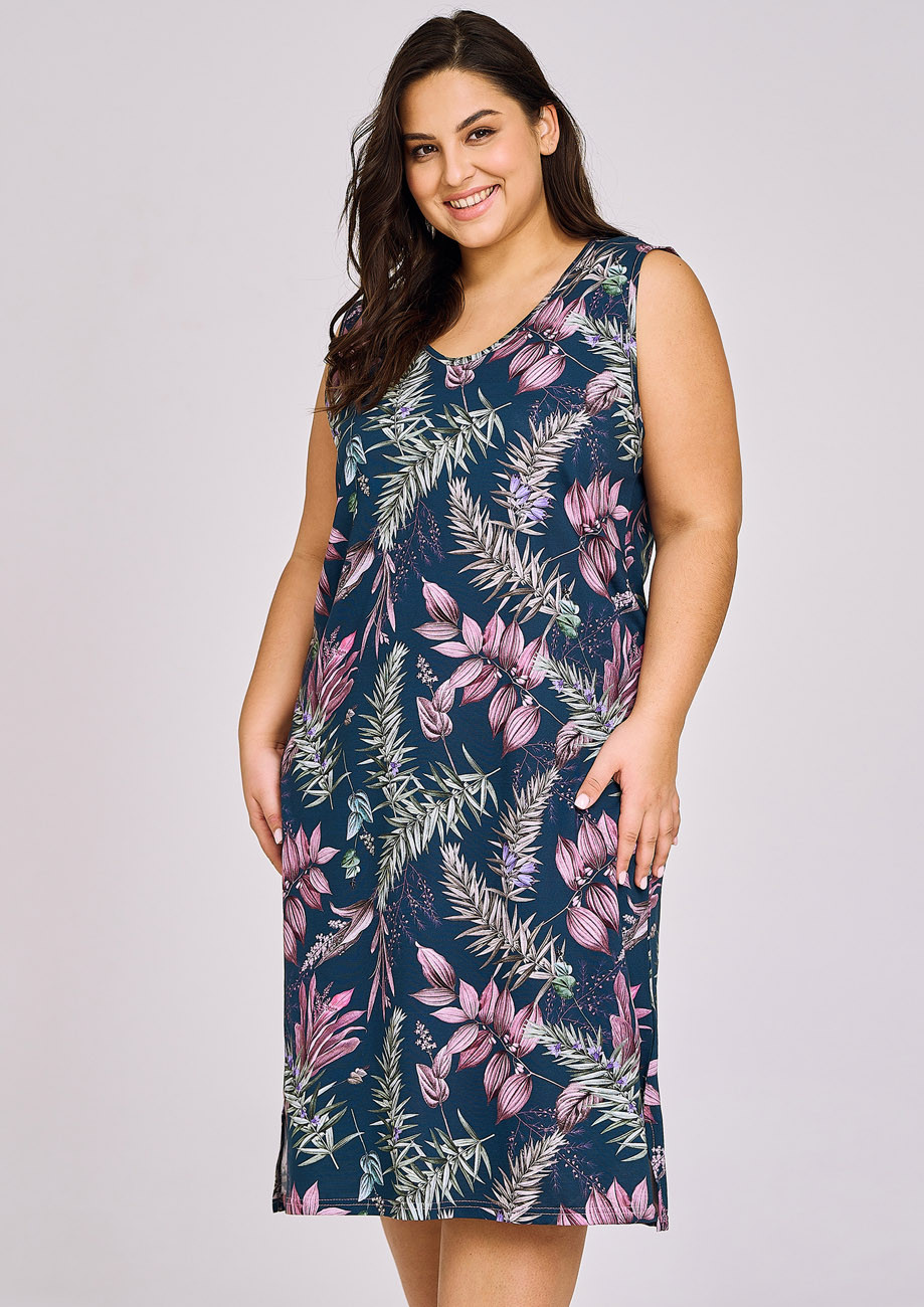 TARO Dámska nočná košeľa Helen3169 ss41-tm.modrá 2XL