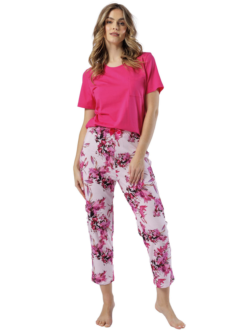 E-shop LEVEZA (M-Max) Dámske pyžamo Nora1580 1-tm.ružová